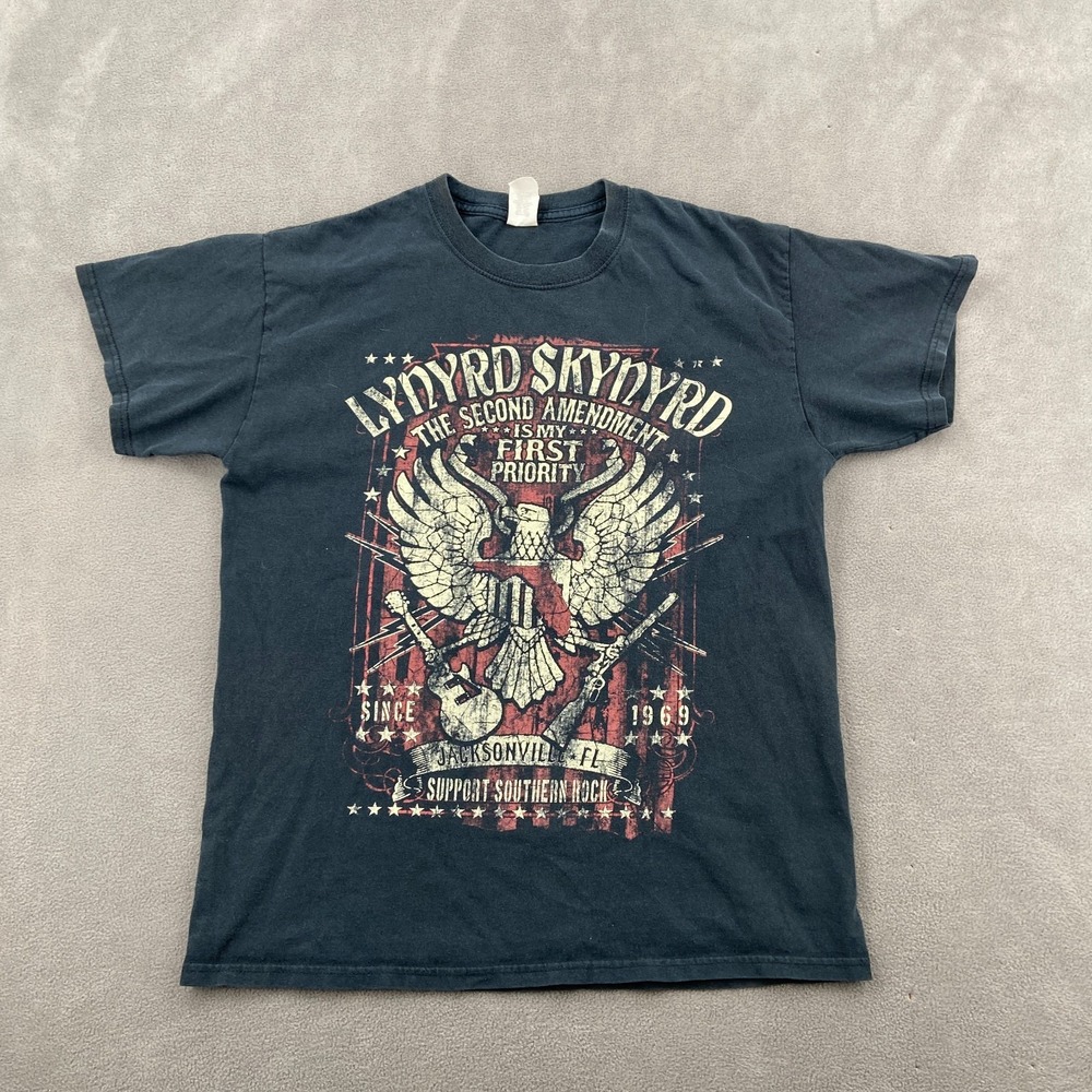 Vintage Y2K Lynyrd Skynyrd Band T Shirt Sz M Black Grunge Graphic Short Sleeve